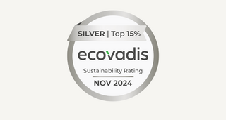 Das Bild zeigt ein EcoVadis-Silber-Zertifikat für Nachhaltigkeit mit Gültigkeit bis November 2024.